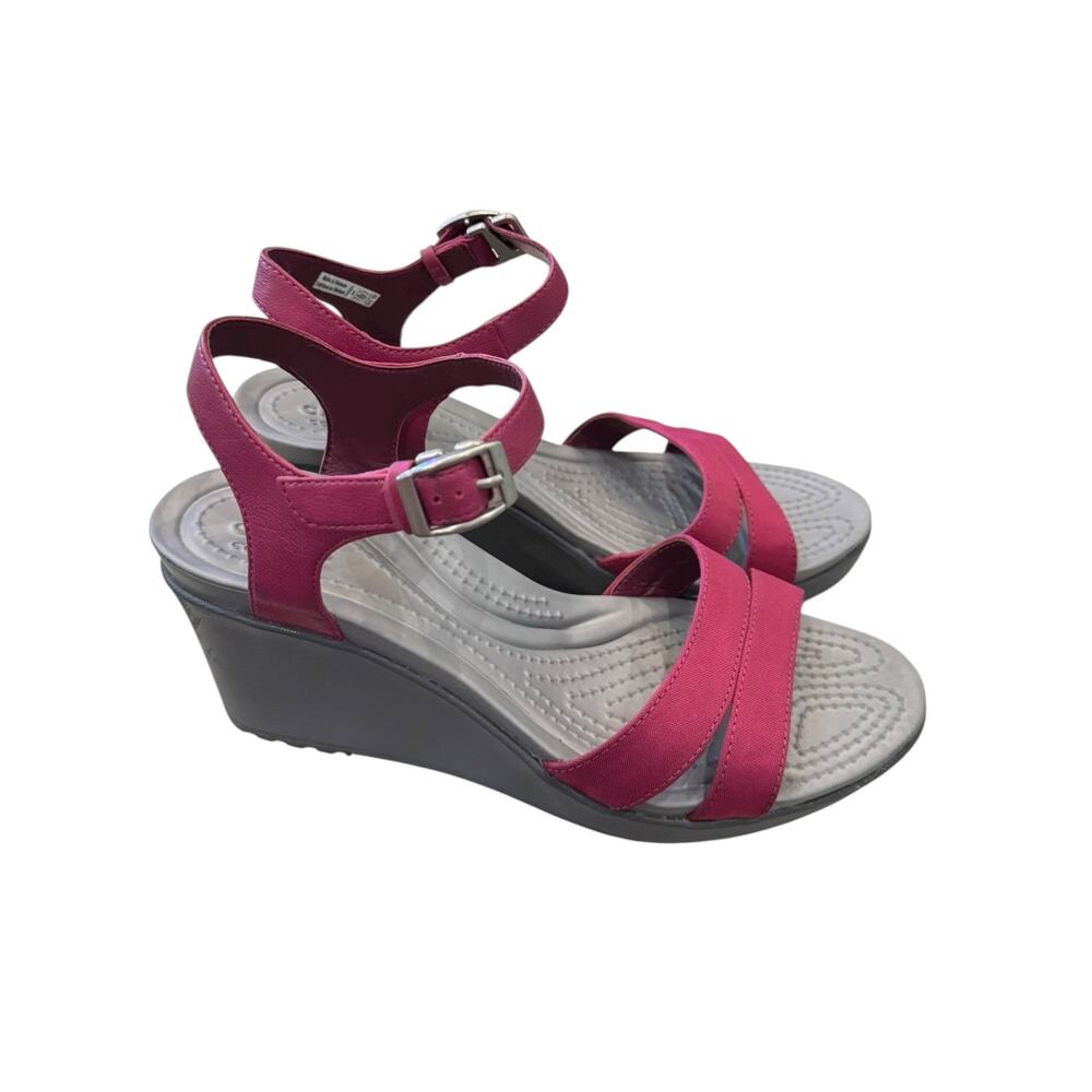 Crocs Leigh II Ankle Strap Wedge Sandals Berry Women’s 8 - Picture 3 of 7